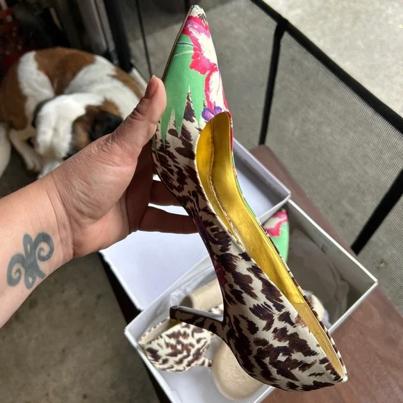 Floral and Animal Print Women's Heels - Picture 2 of 6